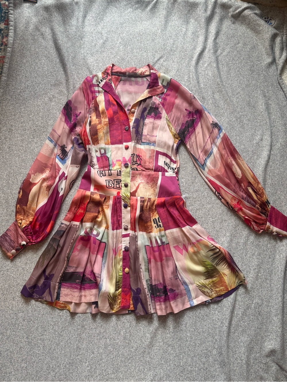 Lace Brand Women’s Pink Multi-Print Button-Front Dress